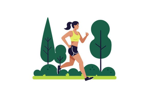 A Woman Jogging Energetically Through a