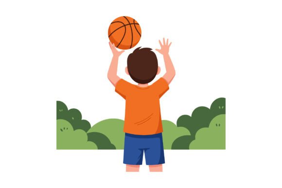 A Young Boy in an Orange Shirt Preparing
