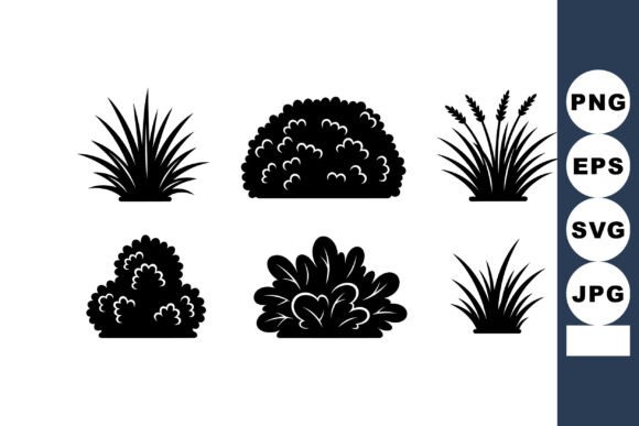 Black Silhouette Ornamental Bush: A Minimalist Design Asset for Creative Projects