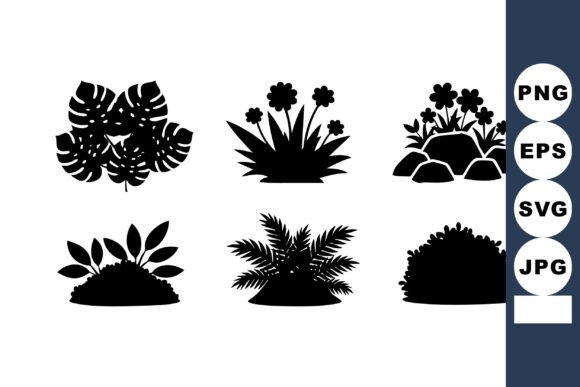 Black Silhouette Plants Vector Art: Versatile Design Elements for Creative Projects