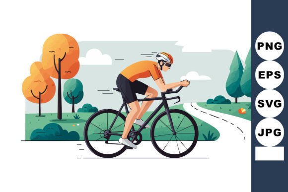 Cyclist Riding Road Bike Through Autumn: A Visual Escape for Creative and Professional Projects
