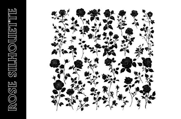 Elegant Black and White Rose Silhouette: Timeless Design for Print-on-Demand and Creative Projects