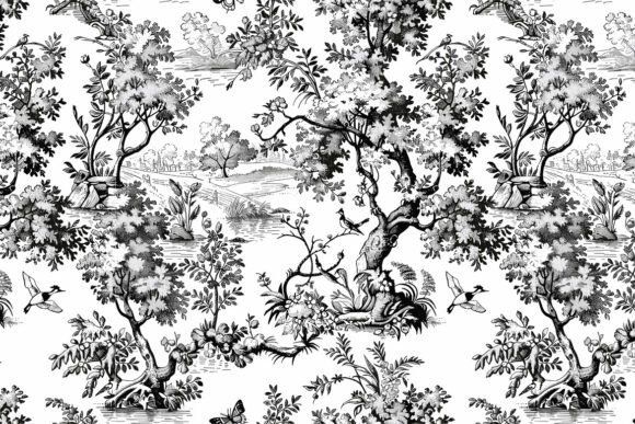Elevating Design with Toile De Jouy Pattern Vintage Kitchen 06: A Seamless Blend of Tradition and Modern Creativity