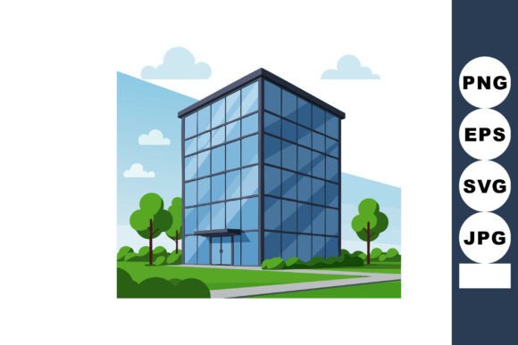 Modern Glass Office Building with Green: A Blend of Nature and Professionalism