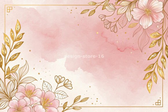 Pink Gold Watercolor Frame: Elevating Digital Design with Elegant Visual Assets