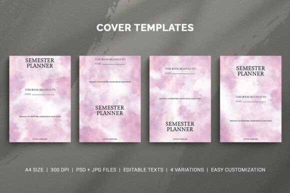 Semester Planner Cover Template Set