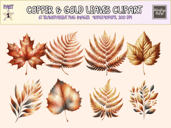 Shine Bright with Copper Gold Leaves Clipart: A Luxurious Touch for Autumn Designs
