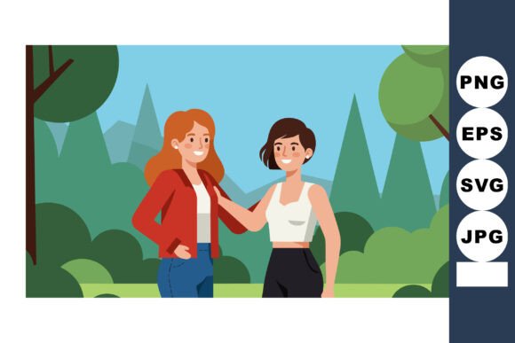 Two Young Women Friends Outdoors Casual: Capturing Friendship in Nature