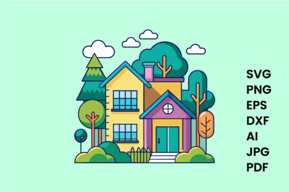 Unlocking Creative Potential with the Family Home with Garden Colorful Illustration