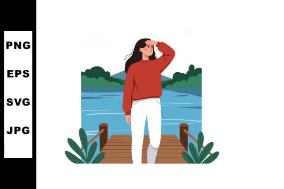 Woman Standing on Wooden Pier Near Lake